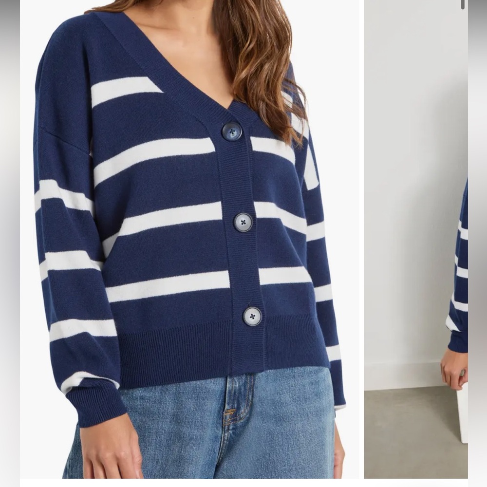 Splendid Navy and White Button-Up Cardigan - Nordstorm